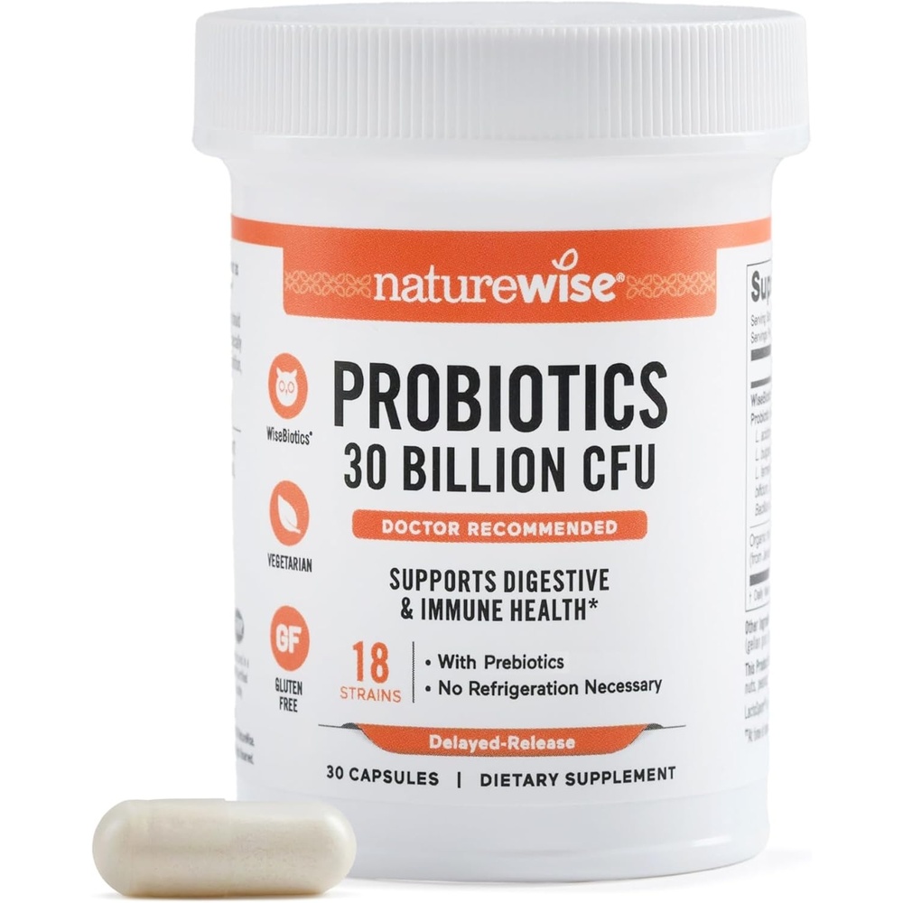 image:imageNatureWise Max Probiotics for Women amp Men 30 Billion CFU 18 Strains Organic Prebiotics For Gut amp Digestive Health Vegetarian DelayedRelease Capsules Gluten Free 30 Capsules30Day Supply30 Count Pack of 1