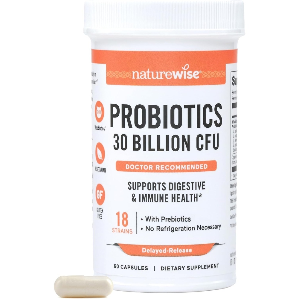 image:imageNatureWise Max Probiotics for Women amp Men 30 Billion CFU 18 Strains Organic Prebiotics For Gut amp Digestive Health Vegetarian DelayedRelease Capsules Gluten Free 30 Capsules30Day Supply60 Count Pack of 1