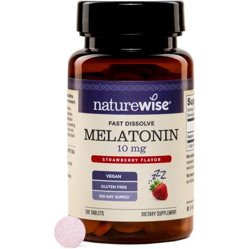 image:imageNatureWise Melatonin 10mg  Sugar Free Fast Dissolve Melatonin Supplement  NonGMO Vegan USA Manufactured  100 Tablets100 Day Supply10MG