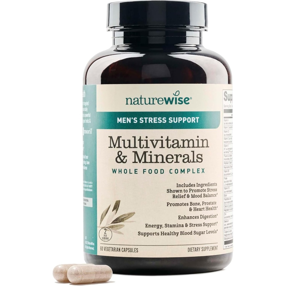 image:imageNatureWise Multivitamin for Men Stress Support Fulvic Ionic Minerals Probiotics for Immunity Male Health Digestion Whole Organic Foods Vegetarian NonGMO 60 Capsules1Month Supply