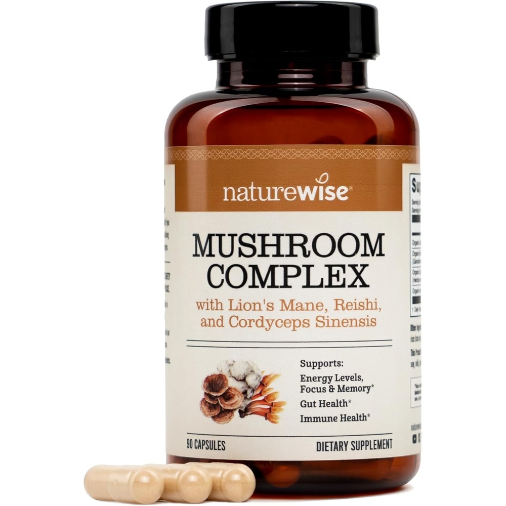 image:imageNatureWise Mushroom Complex  with Organic Lions Mane  Reishi amp Cordyceps Sinensis  Lions Mane Supplement with Organic Mushrooms  Vegan  NonGMO  USA Manufactured  90 Capsules30Day Supply