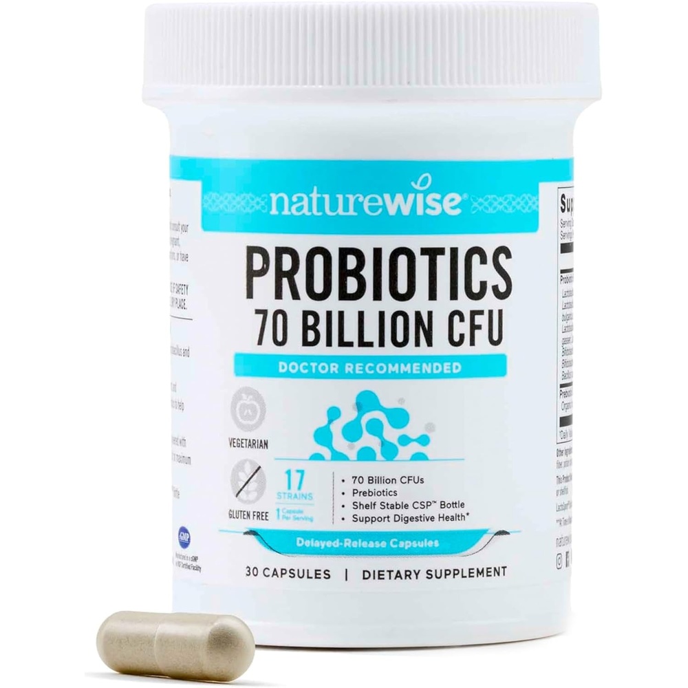 image:imageNatureWise Probiotics 70 Billion CFU 17 Strains Organic Prebiotics Immune Digestive amp Gut Health Support for Women amp Men Vegetarian GlutenFree NonGMO 30 Capsules1Month Supply70 BILLION CFU
