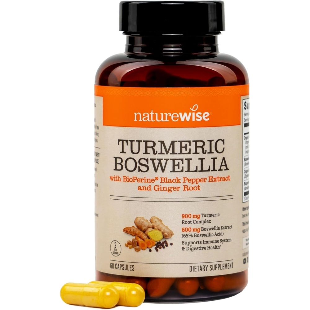 image:imageNatureWise Turmeric Boswellia Supplement with BioPerine amp Organic Ginger Root Organic Turmeric 900mg Boswellia Extract 600mg NonGMO Vegan USA Manufactured 60 Capsules30Day Supply