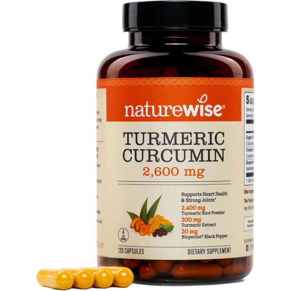 image:imageNatureWise Turmeric Curcumin with Black Pepper 2600mg Ultra Absorption Turmeric Curcumin Supplement BioPerine NaturallySourced Vegan NonGMO USA Manufactured 120 Capsules30Day Supply