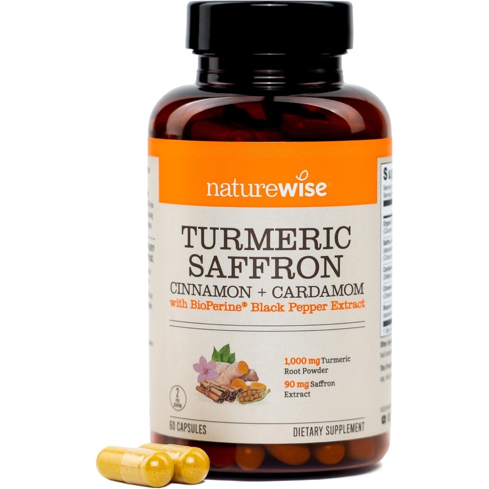 image:imageNatureWise Turmeric Saffron Supplement with Cinnamon amp Cardamom Bioperine for Ultra Absorption Antioxidant Mood Support NonGMO Vegan USA Manufactured 60 Capsules30Day Supply