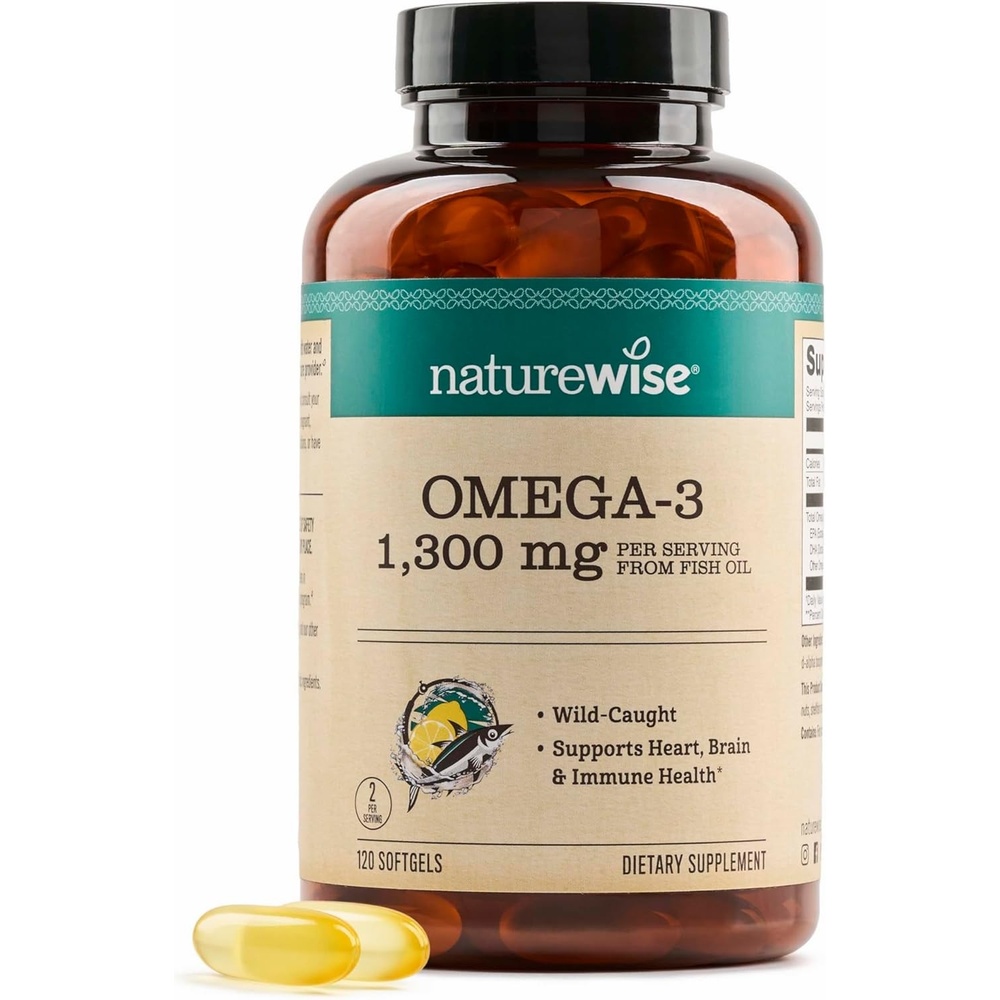 image:imageNatureWise Ultra Omega 3 Fish Oil 2200 mg 1300 mg Omega3 Triglyceride Form Lemon Flavor WildCaught Fish Oil EPA amp DHA Burpless NonGMO 60 Softgels1Month Supply120 Count Pack of 1