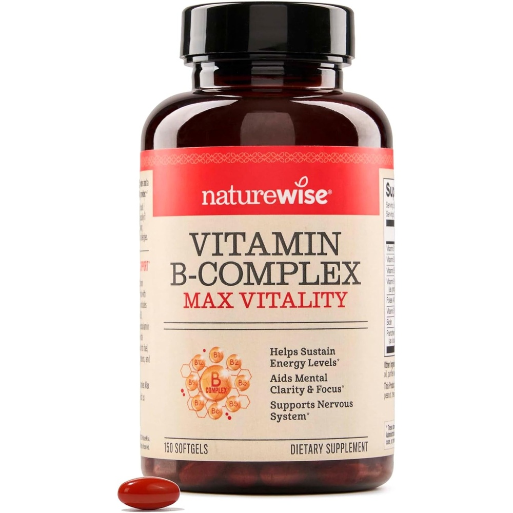 image:imageNatureWise Vitamin B Complex for Women and Men with Folic Acid Biotin B1 B2 B3 B6 B12 Support Cellular Energy amp Mental Clarity Gluten amp Dairy Free 60 Softgels2Month Supply150 Count Pack of 1