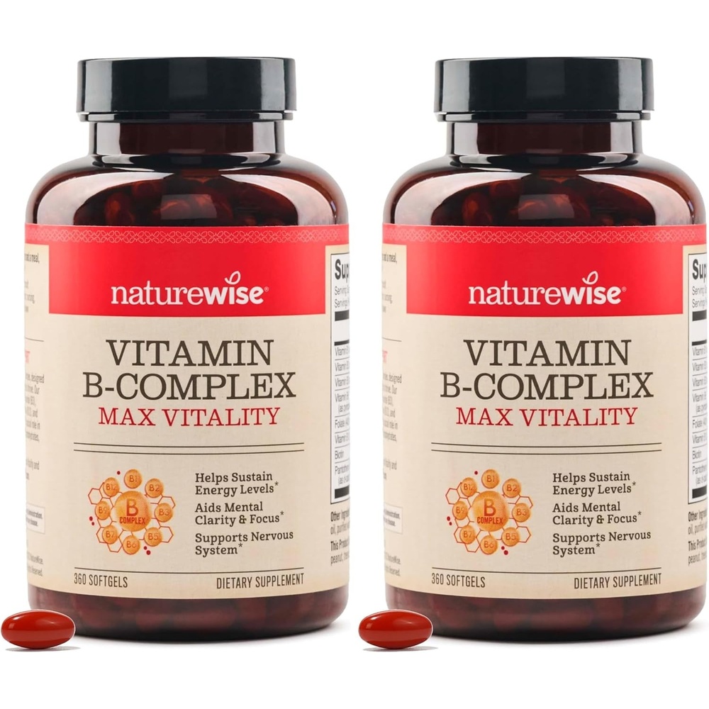image:imageNatureWise Vitamin B Complex for Women and Men with Folic Acid Biotin B1 B2 B3 B6 B12 Support Cellular Energy amp Mental Clarity Gluten amp Dairy Free 60 Softgels2Month Supply360 Count Pack of 2