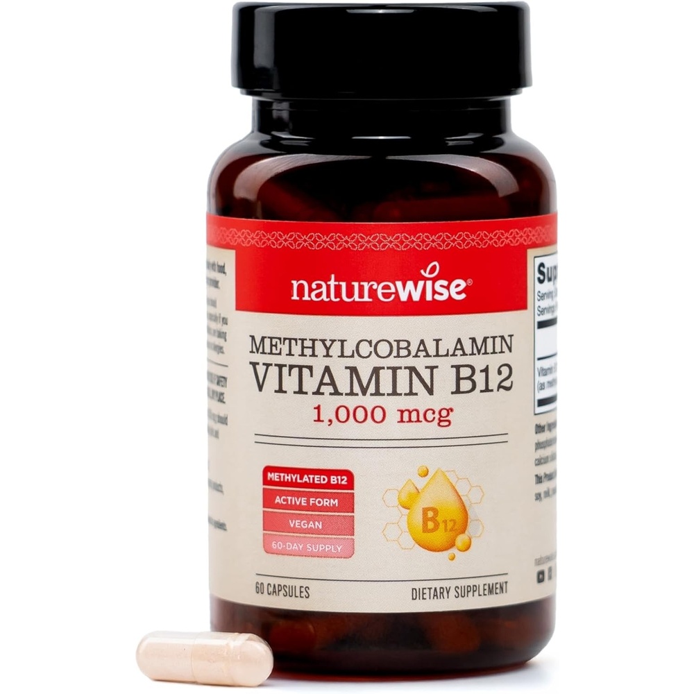 image:imageNatureWise Vitamin B12 Methylcobalamin Active Form for Ultra Absorption 1000mcg Methylated B12 for Energy Nerve amp Heart Support NonGMO Vegan USA Manufactured 60 Capsules60Day Supply