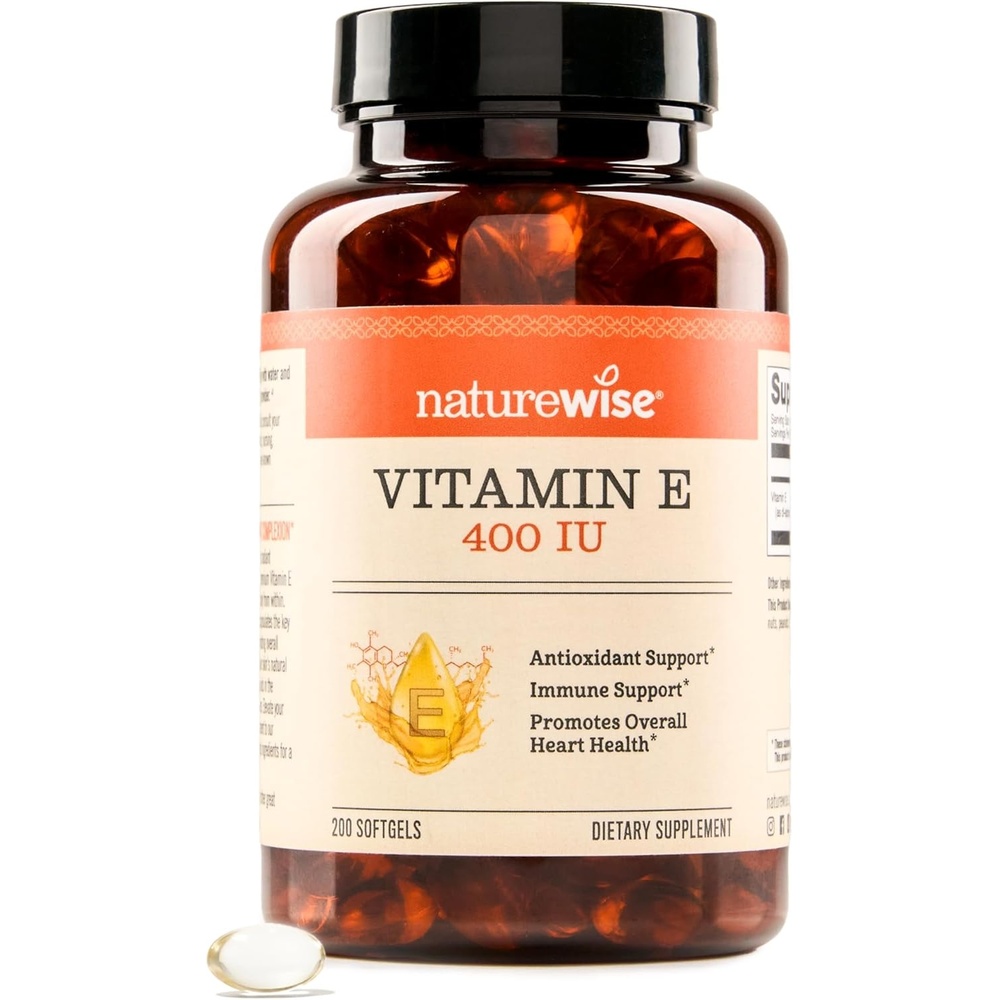 image:imageNatureWise Vitamin E 400 IU Softgels 180mg DLAlpha Dairy Gluten and Soy Free Antioxidant Dietary Supplement for Skin Heart Eye and Immune Health Support 2Month Supply 60 Count200 Count Pack of 1