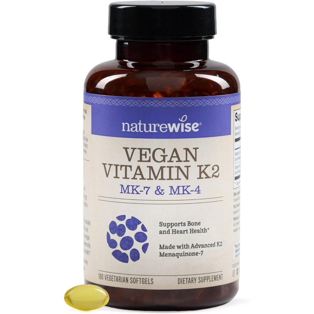 image:imageNatureWise Vitamin K2 600mcg Supplement with MK7 100mcg amp MK4 500mcg Enhanced Bioavailable Formula K Complex for Bone and Heart Health Vegan Gluten Free NonGMO 90 Softgels3Month Supply180 Count Pack of 1