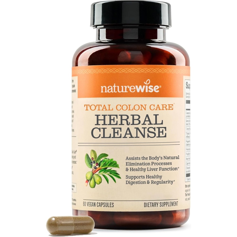image:imageNaturewise Total Colon Care Herbal Cleanse With Prebiotics Botanicals amp Antioxidants for Regular Bowel Movement Digestion Gut Health Vegan GlutenFree NonGMO 60 Capsules2Month Supply