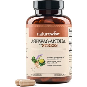 NatureWise Ashwagandha for Stress – With KSM-66 Extract, GABA, L-Theanine, Rhodiola Rosea – Herbal Mood & Sleep Support – Vegan, Non-GMO, Gluten-Free – 60 Capsules[1-Month Supply]