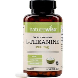 NatureWise Double Strength L-Theanine 200mg – Vegan L Theanine Supplement for Relaxation + Sleep Support – NSF Gluten-Free Certified – Non-GMO, USA Manufactured – 120 Capsules[120 Day Supply]