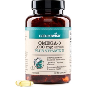 NatureWise Extra-Strength Omega 3 Fish Oil Supplement – 1000mg per Serving – 600 EPA & 400 DHA and Vitamin E – Sustainably Sourced Fish Oil – Lemon Flavor – 60 Softgels[1-Month Supply](60 Count (Pack of 1))