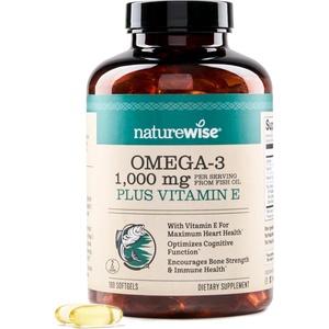 NatureWise Extra-Strength Omega 3 Fish Oil Supplement – 1000mg per Serving – 600 EPA & 400 DHA and Vitamin E – Sustainably Sourced Fish Oil – Lemon Flavor – 60 Softgels[1-Month Supply](180 Count (Pack of 1))