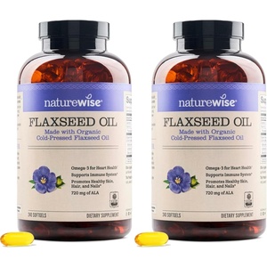 NatureWise Flaxseed Oil 1200 mg, Fish Free Omega 3 6 9 with 720mg ALA, Dietary Supplement for Heart Health Support – Organic, Cold Pressed – 120 Softgels[4-Month Supply](240 Count (Pack of 2))