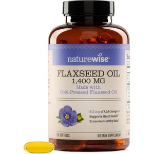 NatureWise Flaxseed Oil 1400 mg, Fish Free, High Potency Omega 3 with 812 mg ALA – Plant Based Omega 3 6 9 Supplement – Organic, Cold Pressed, Non-GMO – 120 Softgels[120-Day Supply]