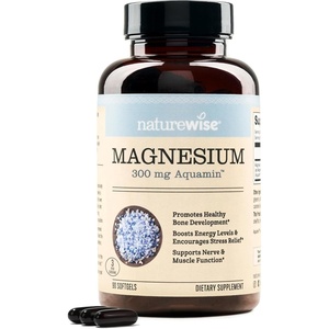 NatureWise High Absorption Marine Magnesium Supplement 300mg – Naturally Sourced Magnesium from Seawater – Non-GMO, USA Manufactured – 90 Softgels[1-Month Supply]