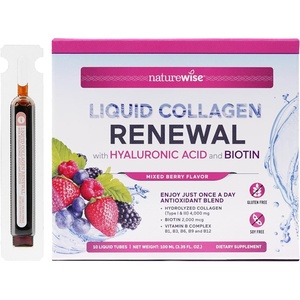 NatureWise Hydrolyzed Liquid Collagen for Women & Men 4000mg – Multi Collagen Peptides + Biotin + Vitamin C + Vitamin B Complex & Hyaluronic Acid – Mixed Berry – 15.22 fl oz[45 Day Supply](Mixed Berry)