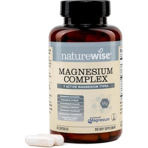 NatureWise Magnesium Complex 500mg – 7 Type with Magnesium Glycinate, Citrate, Malate, Sucrosomial & More – Added L-Theanine – Sleep, Heart Function, & Muscle Support – 60 Capsules[30-Day Supply]