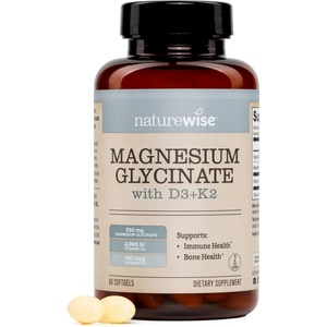 NatureWise Magnesium Glycinate 550mg + 2000 IU Vitamin D3 K2 100 mcg – D3 K2 Magnesium Supplement – Chelated for High Absorption – Bone Support – Non-GMO, USA Manufactured – [30-Day Supply](2000IU)