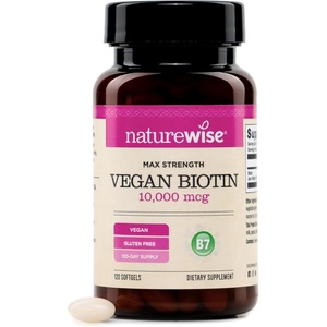 NatureWise Max Strength Vegan Biotin 10,000mcg – for Women & Men – Healthy Skin & Hair Support* – NSF Gluten-Free Certified – Non-GMO – USA Manufactured – 120 Softgels[120-Day Supply]