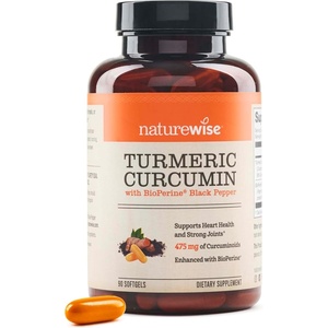 NatureWise Turmeric Curcumin 500mg with Black Pepper Softgels – Extra Strength, Enhanced Absorption – 95% Curcuminoids & BioPerine for Immune Support – Gluten-Free, Non-GMO – 30 Count[1-Month Supply](90 Count (Pack of 1))