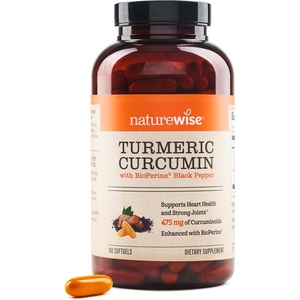 NatureWise Turmeric Curcumin 500mg with Black Pepper Softgels – Extra Strength, Enhanced Absorption – 95% Curcuminoids & BioPerine for Immune Support – Gluten-Free, Non-GMO – 30 Count[1-Month Supply](180 Count (Pack of 1))