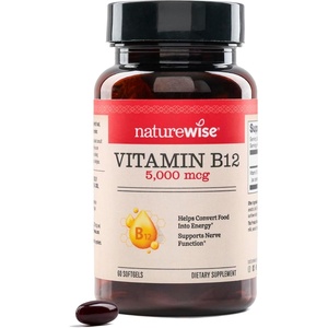 NatureWise Vitamin B12 5000 mcg – Extra Strength – Supplement for Supporting Energy Levels, Mental Clarity, Nervous System Health – Easy-to-Swallow, Soy and Gluten-Free, Non-GMO – 60 Softgels