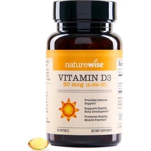 NatureWise Vitamin D3 5000iu (125 mcg) 1 Year Supply for Immune Support, Healthy Muscle Function, and Bone Health, Gluten Free in Organic Extra Virgin Olive Oil, (Mini Softgel), 360 Count(2000IU)