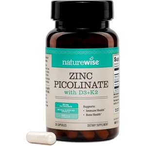 NatureWise Zinc Picolinate with D3 + K2 – Zinc Supplements for Men & Women + Vitamin D3 K2 – Supports Immune & Bone Health* – Non-GMO, Gluten Free, USA Manufactured – 30 Capsules[30 Day Supply](Unflavored)